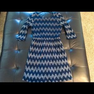 Ruby Rox Navy & White Striped Lace Dress